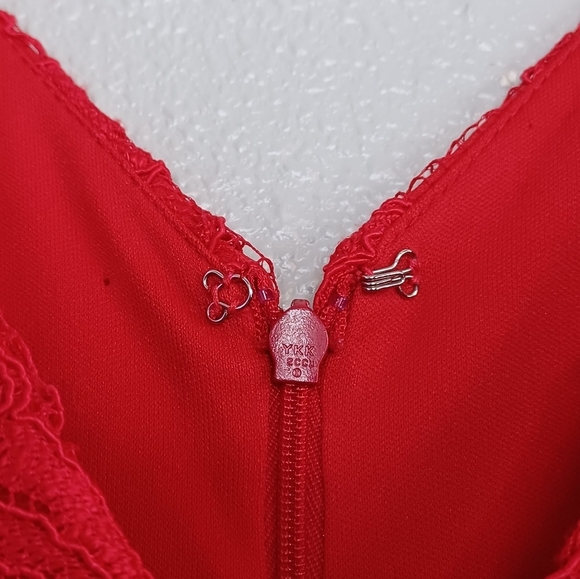 Xscape Red Lace Evening Cocktail Valentine’s Day Midi Dress - Picture 7 of 16